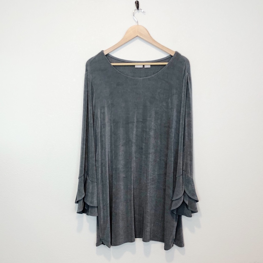 Chico's Charcoal Flow Tunic & Wide-Leg Pants Set - Picture 4 of 15